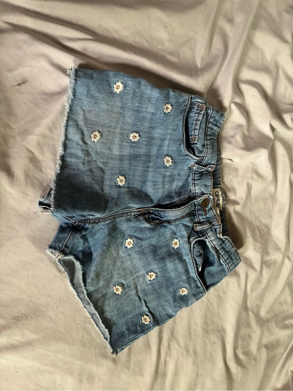OshKosh B'gosh Light Blue Denim Daisy Embroidered Shorts